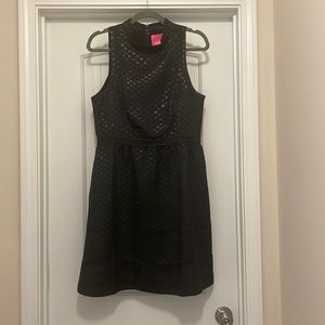 Lilly Pulitzer Zaria Black Onyx Polka Dot Jacquard Cocktail Dress Size 8